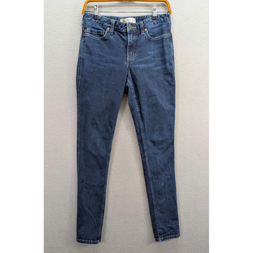 Carhartt Women's Slim Fit Skinny Leg Jeans Dark Denim Blue Size 4 Tall Stretch